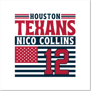 Houston Texans Collins 12 American Flag Football Posters and Art